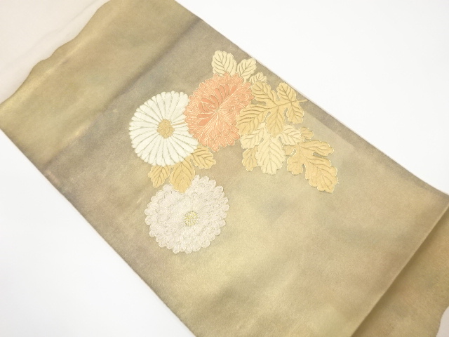 アンティーク　菊模様刺繍袋帯（材料）